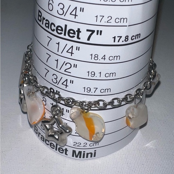 Charm Bracelet Silver Tone Star & Faux Stone Beads Fashion Jewelry - Picture 3 of 3